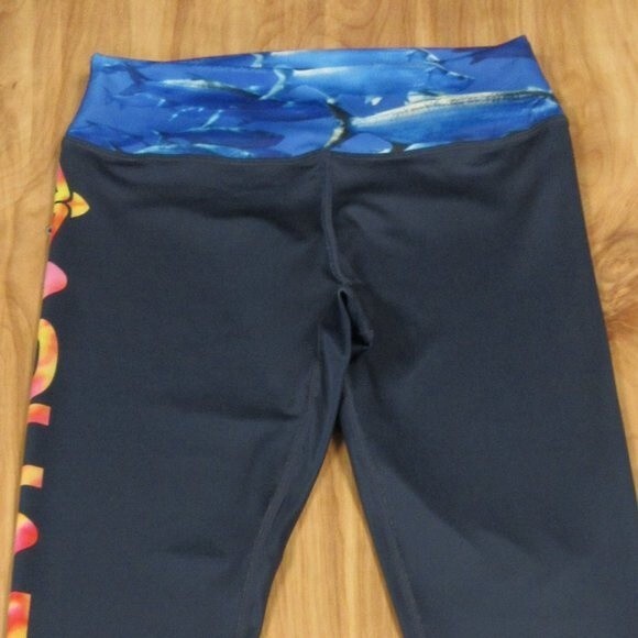 AQUAFLAUGE Performance Apparel Fishy Yoga Pants Womens Size S Mid Rise Waistband - Picture 4 of 10
